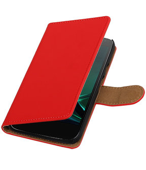 Rood Effen booktype hoesje voor Motorola Moto G4 Play