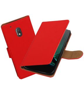 Rood Effen booktype hoesje voor Motorola Moto G4 Play