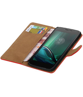 Rood Effen booktype hoesje voor Motorola Moto G4 Play