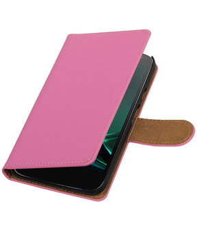 Roze Effen booktype hoesje voor Motorola Moto G4 Play