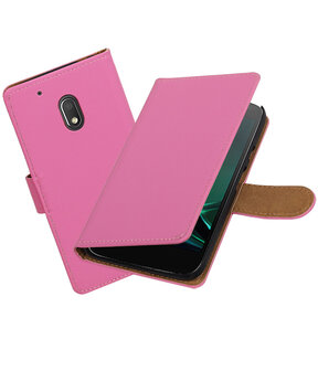 Roze Effen booktype hoesje voor Motorola Moto G4 Play