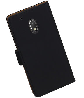 Zwart Effen booktype hoesje voor Motorola Moto G4 Play