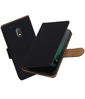 Zwart Effen booktype hoesje voor Motorola Moto G4 Play