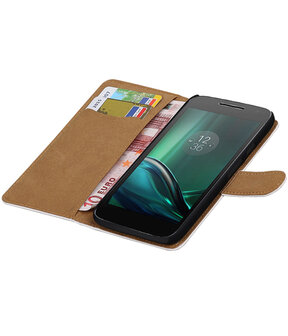 Wit Krokodil booktype hoesje voor Motorola Moto G4 Play