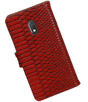 Rood Slang booktype hoesje voor Motorola Moto G4 Play