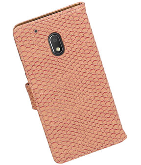 Roze Slang booktype voor Hoesje voor Motorola Moto G4 Play