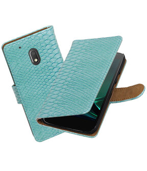 Turquoise Slang booktype hoesje voor Motorola Moto G4 Play