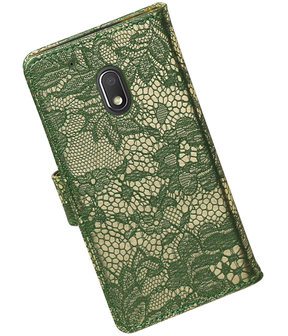 Donker Groen Lace booktype hoesje voor Motorola Moto G4 Play