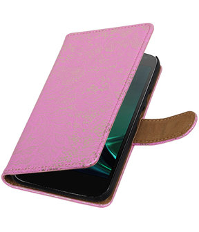 Roze Lace booktype hoesje voor Motorola Moto G4 Play