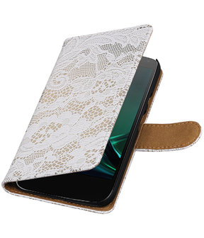 Wit Lace booktype hoesje voor Motorola Moto G4 Play