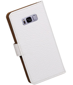 Samsung Galaxy S8 Krokodil booktype hoesje Wit