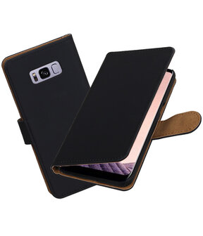Samsung Galaxy S8 Effen booktype hoesje Zwart