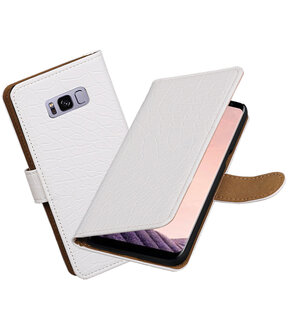 Samsung Galaxy S8+ Plus Krokodil booktype hoesje Wit