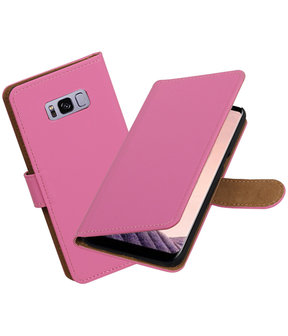 Samsung Galaxy S8+ Plus Effen booktype hoesje Roze