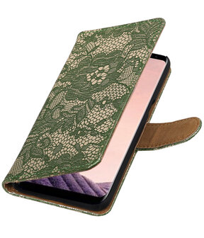 Samsung Galaxy S8+ Plus Lace booktype hoesje Donker Groen