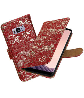 Samsung Galaxy S8+ Plus Lace booktype hoesje Rood