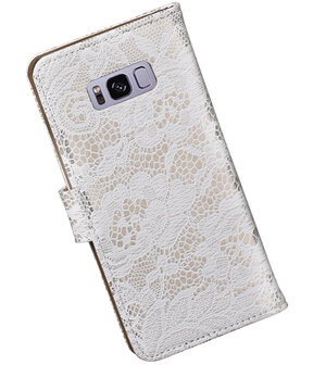Samsung Galaxy S8+ Plus Lace booktype hoesje Wit