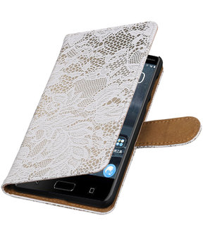 Nokia 5 Lace booktype hoesje Wit