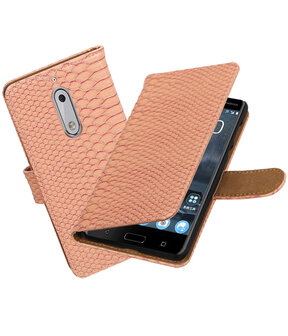 Nokia 5 Slang booktype hoesje Roze