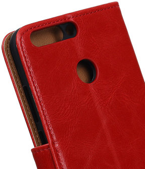 Huawei Honor 8 Pro / V9 Pull-Up booktype hoesje Rood