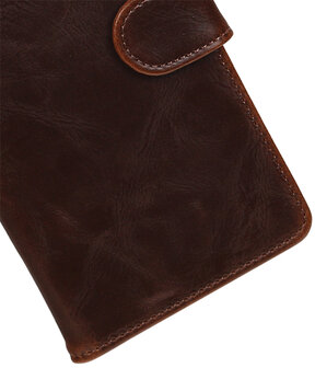 Hoesje voor HTC One X10 Pull-Up booktype Mocca