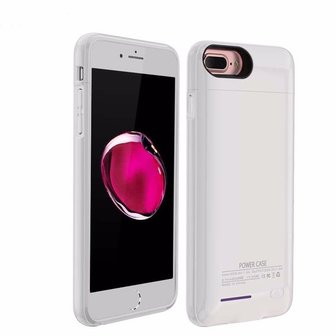 Wit smart batterij hoesje voor Apple iPhone 6 / 6s Plus en Apple iPhone 7 Plus