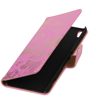 Sony Xperia XA Lace booktype hoesje Roze