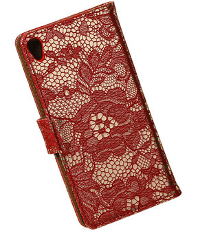 Sony Xperia XA Lace booktype hoesje Rood