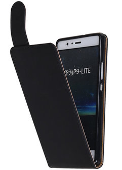 Huawei P9 Lite Effen Classic TPU flip hoesje Zwart