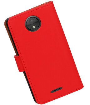 Motorola Moto C Effen booktype hoesje Rood