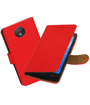 Motorola Moto C Effen booktype hoesje Rood