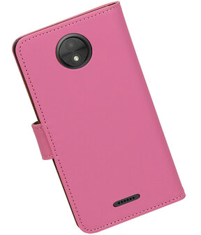 Motorola Moto C Effen booktype hoesje Roze