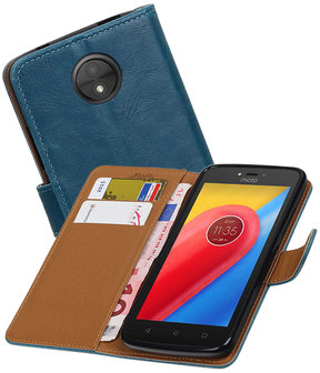 Motorola Moto C Pull-Up booktype hoesje Blauw