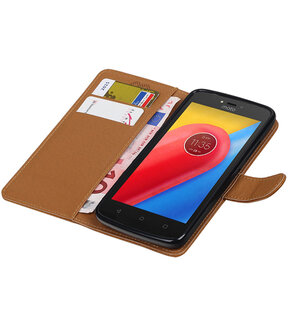 Motorola Moto C Pull-Up booktype hoesje Bruin