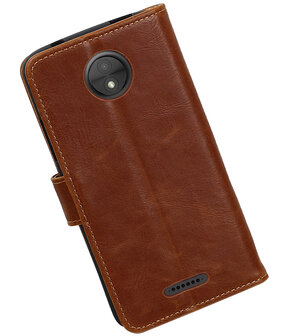 Motorola Moto C Pull-Up booktype hoesje Bruin