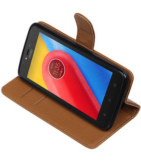 Motorola Moto C Pull-Up booktype hoesje Bruin