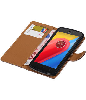 Motorola Moto C Pull-Up booktype hoesje Mocca