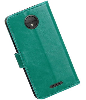 Motorola Moto C Pull-Up booktype hoesje Groen