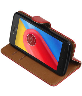 Motorola Moto C Pull-Up booktype hoesje Rood