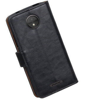 Motorola Moto C Pull-Up booktype hoesje Zwart