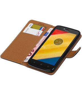 Motorola Moto C Plus Pull-Up booktype hoesje Zwart