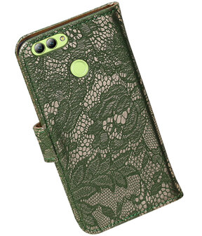 Huawei nova 2 Lace booktype hoesje Donker Groen