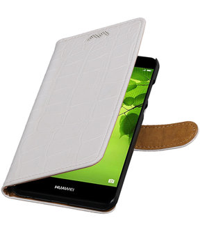 Huawei nova 2 Plus Krokodil booktype hoesje Wit