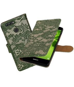 Huawei nova 2 Plus Lace booktype hoesje Donker Groen