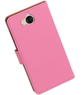 Huawei Y5 2017 / Y6 2017 Effen booktype hoesje Roze