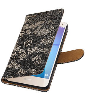 Huawei Y5 2017 / Y6 2017 Lace booktype hoesje Zwart