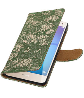Huawei Y5 2017 / Y6 2017 Lace booktype hoesje Donker Groen