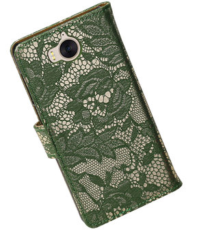 Huawei Y5 2017 / Y6 2017 Lace booktype hoesje Donker Groen