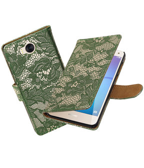 Huawei Y5 2017 / Y6 2017 Lace booktype hoesje Donker Groen