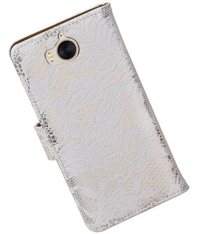 Huawei Y5 2017 / Y6 2017 Lace booktype hoesje Wit